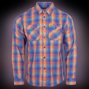 Dixxon Men's Medium Main Street Flannel Blue Orange & Purple New In Bag With Tag